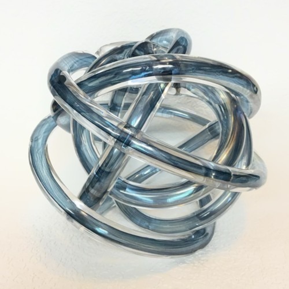 3D Orbit Hand Blown Glass Infinity Knot Sculpture Abstract Decor Large 7.5" Chin
